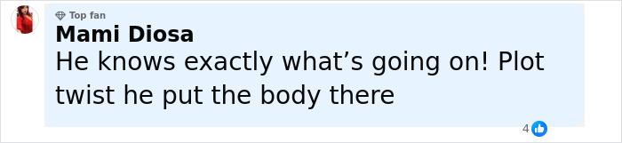 User comment mentioning plot twist about decomposing body found in abandoned Tesla linked to singer, breaking silence. User comment mentioning plot twist about decomposing body found in abandoned Tesla linked to singer, breaking silence.