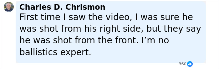 Comment by Charles D. Chrismon discussing ballistic details about the incident involving Charlie Kirk. Comment by Charles D. Chrismon discussing ballistic details about the incident involving Charlie Kirk.