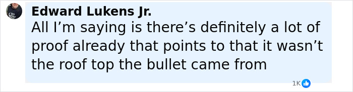 Comment by Edward Lukens Jr. questioning the official story about the bullet’s origin in the Charlie Kirk controversy. Comment by Edward Lukens Jr. questioning the official story about the bullet’s origin in the Charlie Kirk controversy.
