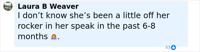 Comment by Laura B Weaver expressing doubt about someone's recent behavior in a text box on social media. Comment by Laura B Weaver expressing doubt about someone's recent behavior in a text box on social media.