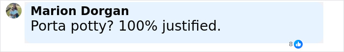Comment on social media post reading Porta potty 100% justified about cop opening fire on group of teens over porta-potty prank debate. Comment on social media post reading Porta potty 100% justified about cop opening fire on group of teens over porta-potty prank debate.