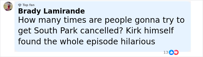 Comment from a South Park viewer discussing the controversy over the eerie episode about Charlie Kirk. Comment from a South Park viewer discussing the controversy over the eerie episode about Charlie Kirk.