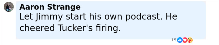 Comment by Aaron Strange reacting to Jimmy Kimmel's suspension after offensive Charlie Kirk remarks on social media. Comment by Aaron Strange reacting to Jimmy Kimmel's suspension after offensive Charlie Kirk remarks on social media.