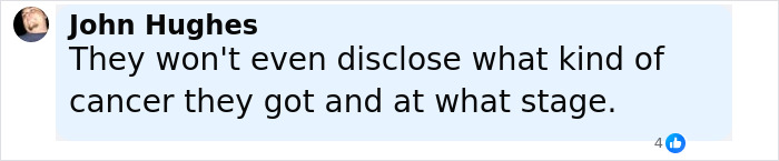 Comment by John Hughes expressing frustration about undisclosed details of King Charles' incurable cancer diagnosis. Comment by John Hughes expressing frustration about undisclosed details of King Charles' incurable cancer diagnosis.