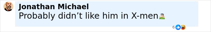 Comment by Jonathan Michael saying probably didn’t like James McAvoy in X-men with laughing reactions. Comment by Jonathan Michael saying probably didn’t like James McAvoy in X-men with laughing reactions.
