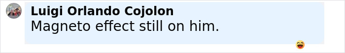 Alt text: Luigi Orlando Cojolon commenting on James McAvoy, referencing Magneto effect after sucker punch incident in bar. Alt text: Luigi Orlando Cojolon commenting on James McAvoy, referencing Magneto effect after sucker punch incident in bar.