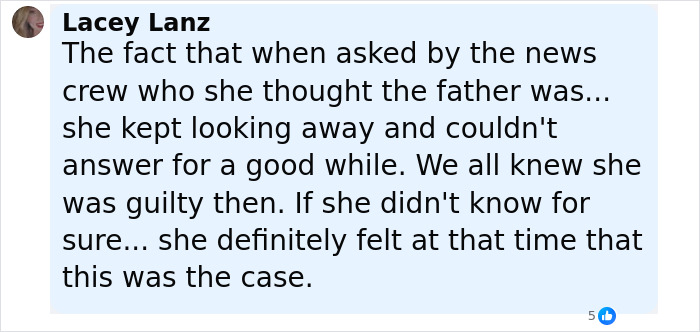 Facebook comment discussing suspicion and guilt related to grandma arrested after 11-year-old allegedly gave birth to stepfather's baby. Facebook comment discussing suspicion and guilt related to grandma arrested after 11-year-old allegedly gave birth to stepfather's baby.
