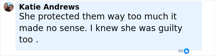 Comment from Katie Andrews discussing suspicion and guilt related to grandma arrested after 11-year-old girl allegedly gave birth. Comment from Katie Andrews discussing suspicion and guilt related to grandma arrested after 11-year-old girl allegedly gave birth.