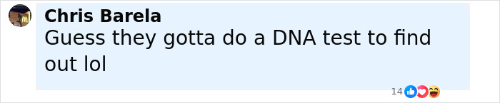 Comment by Chris Barela joking about needing a DNA test to determine the mother of conjoined twins Abby and Brittany’s baby. Comment by Chris Barela joking about needing a DNA test to determine the mother of conjoined twins Abby and Brittany’s baby.