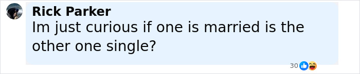 Comment from Rick Parker questioning if one conjoined twin is married while the other is single, on a social media post. Comment from Rick Parker questioning if one conjoined twin is married while the other is single, on a social media post.