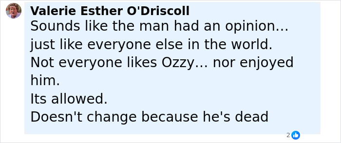Comment discussing opinions on Ozzy Osbourne amid Roger Waters and Ozzy's son feud about idiocy and nonsense.