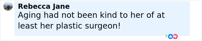 Comment by Rebecca Jane about aging and plastic surgery, related to Lisa Marie Presley’s heartbreaking final moments lawsuit. Comment by Rebecca Jane about aging and plastic surgery, related to Lisa Marie Presley’s heartbreaking final moments lawsuit.