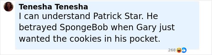 Text message from Tenesha comparing Patrick Star's betrayal to Kanye West listing daughter North on public betrayal list. Text message from Tenesha comparing Patrick Star's betrayal to Kanye West listing daughter North on public betrayal list.