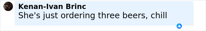 Comment by Kenan-Ivan Brinc saying she's just ordering three beers, chill, related to Erika Kirk's gesture during husband's funeral viral claim. Comment by Kenan-Ivan Brinc saying she's just ordering three beers, chill, related to Erika Kirk's gesture during husband's funeral viral claim.