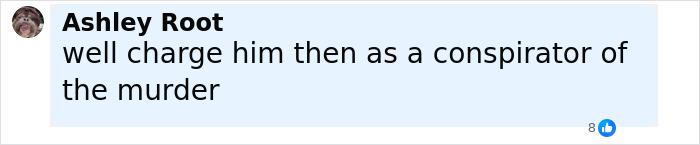 Screenshot of a social media comment by Ashley Root discussing charging a conspirator related to Charlie Kirk's assassin case. Screenshot of a social media comment by Ashley Root discussing charging a conspirator related to Charlie Kirk's assassin case.