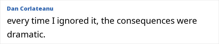 Text quote from Dan Corlateanu about gut feeling, highlighting trust in precognition and its dramatic consequences. Text quote from Dan Corlateanu about gut feeling, highlighting trust in precognition and its dramatic consequences.