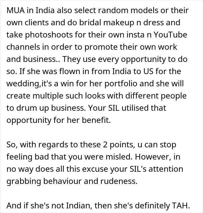 Woman pretending to be the bride at SIL’s wedding, dressed in bridal attire among wedding guests. Woman pretending to be the bride at SIL’s wedding, dressed in bridal attire among wedding guests.