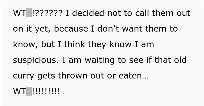 Text showing suspicion about parents' food making daughter sick and wondering if they are poisoning her.