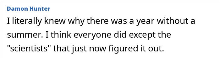 Comment by Damon Hunter discussing the 1831 mystery of the sun turning blue and the year without a summer. Comment by Damon Hunter discussing the 1831 mystery of the sun turning blue and the year without a summer.