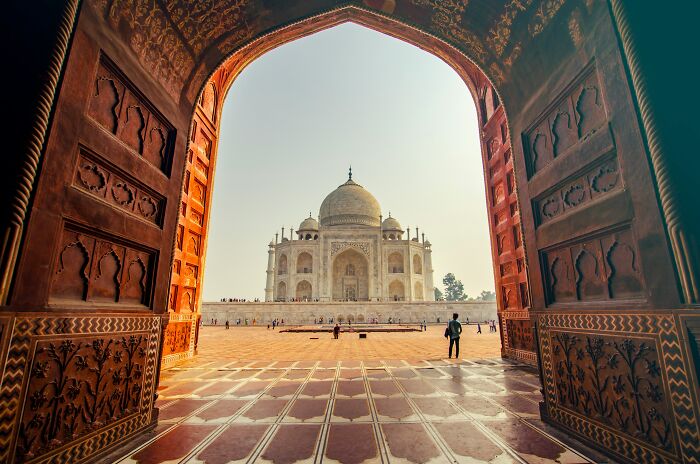 View of Taj Mahal through an ornate archway, illustrating common misconceptions in history facts revealed false.
