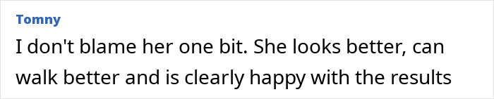Comment text reading support for 31YO woman with dwarfism who had height surgery, praising her improved appearance and happiness. Comment text reading support for 31YO woman with dwarfism who had height surgery, praising her improved appearance and happiness.