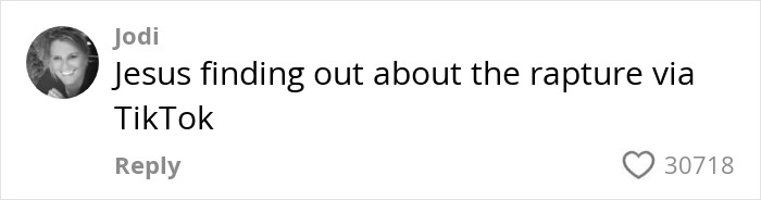 Comment on a social media post expressing disbelief about the rapture prediction shared on RaptureTok, highlighting viral reactions. Comment on a social media post expressing disbelief about the rapture prediction shared on RaptureTok, highlighting viral reactions.