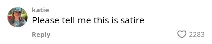 Comment on social media post from user Katie expressing disbelief and hope that the viral RaptureTok prediction is satire, with 2283 likes. Comment on social media post from user Katie expressing disbelief and hope that the viral RaptureTok prediction is satire, with 2283 likes.