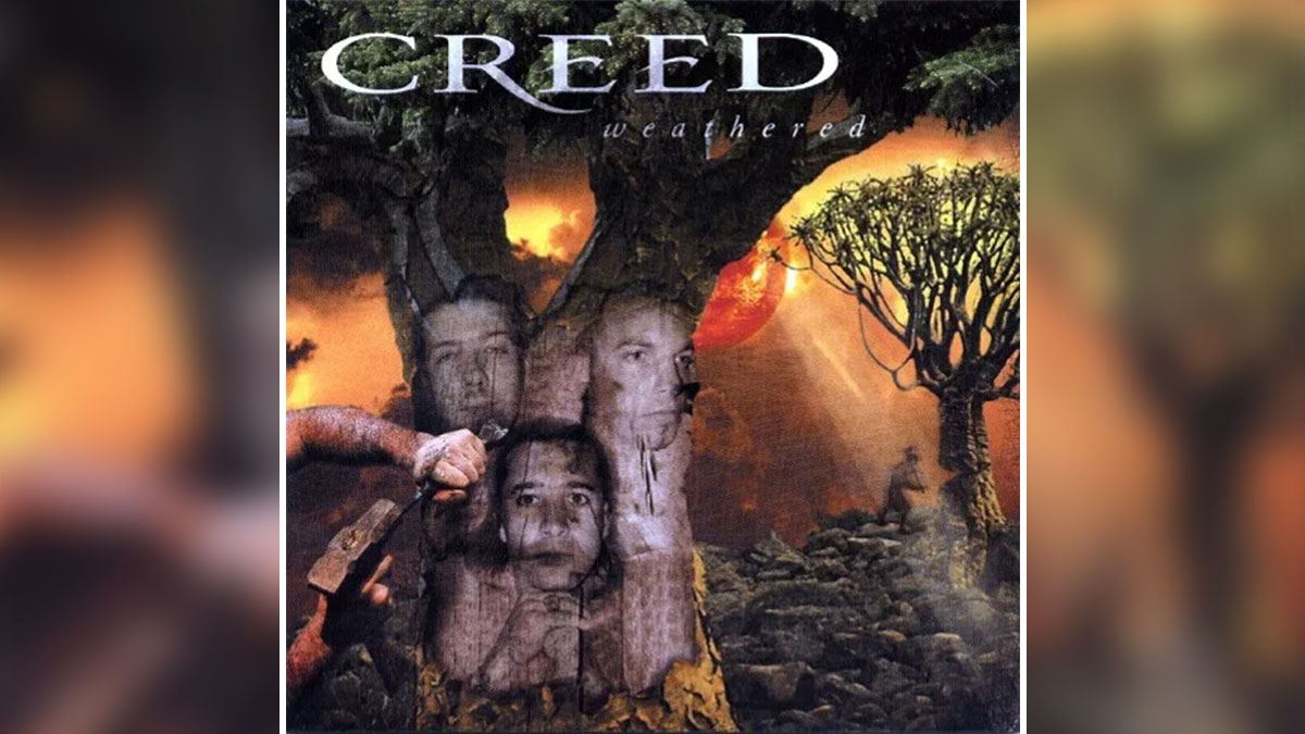 Album cover featuring distorted faces on a tree trunk with a dark, eerie background, illustrating worst album covers.