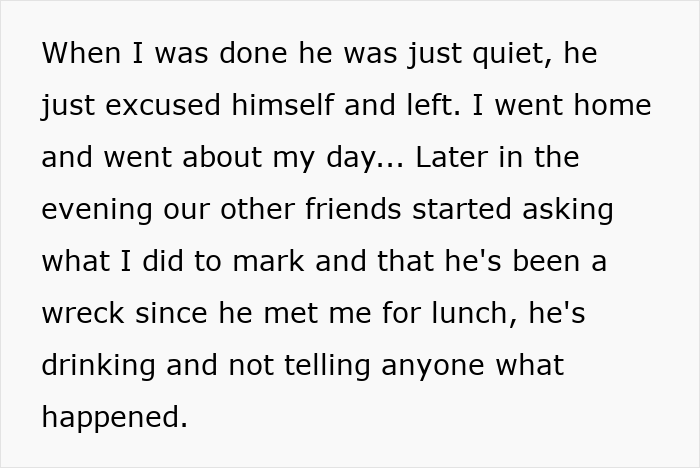 Text about a guy telling old friend she should date him instead of her boyfriend because he's tall and his breakdown after rejection. Text about a guy telling old friend she should date him instead of her boyfriend because he's tall and his breakdown after rejection.