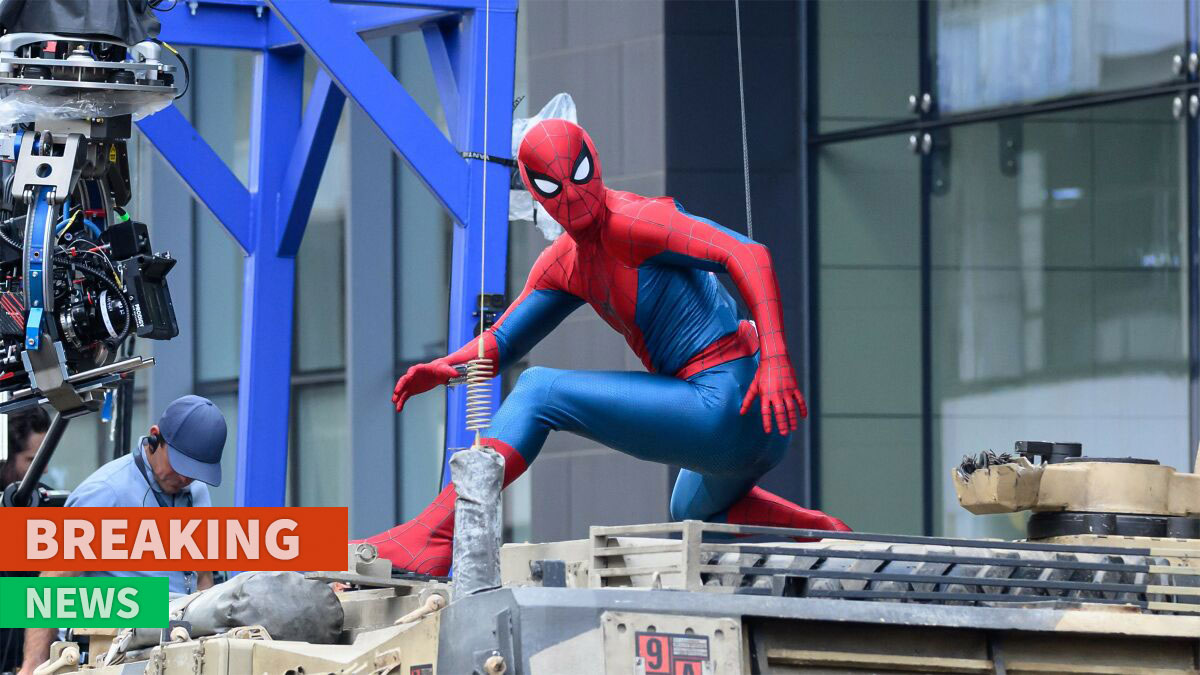 Spider-Man stunt scene on set with actor in costume, highlighting Tom Holland head injury and hospital rush news.