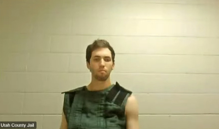 Tyler Robinson in court wearing a protective vest as people notice an eerie detail about the Charlie Kirk suspect. Tyler Robinson in court wearing a protective vest as people notice an eerie detail about the Charlie Kirk suspect.