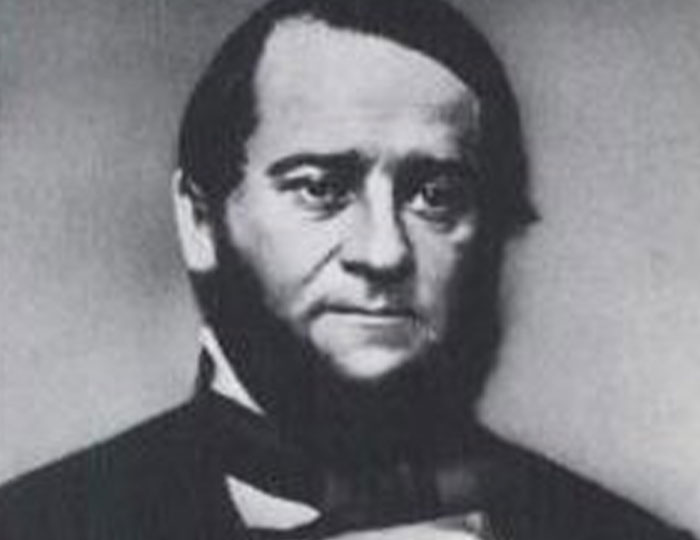 Black and white portrait of a historical figure with facial hair illustrating bizarre and fascinating historical events.