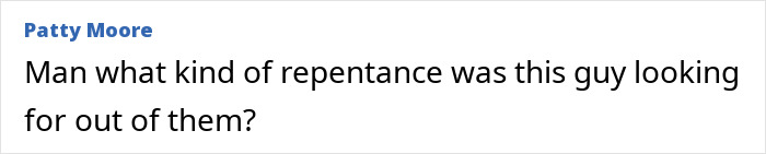 Text comment showing a question about repentance, unrelated to sister’s emotional reaction or brother found alive keywords. Text comment showing a question about repentance, unrelated to sister’s emotional reaction or brother found alive keywords.