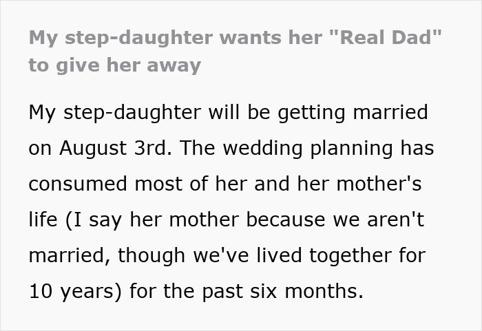 Man&rsquo;s Stepdaughter Chooses Her &ldquo;Real Dad&rdquo; To Walk Her Down The Aisle, So He Pulls The Plug