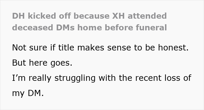 Text excerpt about a funeral involving mother, partner, and ex-husband dealing with family tensions and loss. Text excerpt about a funeral involving mother, partner, and ex-husband dealing with family tensions and loss.