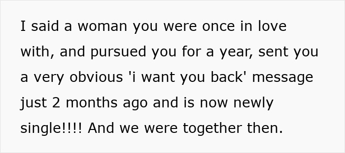 Text excerpt discussing a 51-year-old feeling insecure as her boyfriend enjoys attention from his newly-single ex.