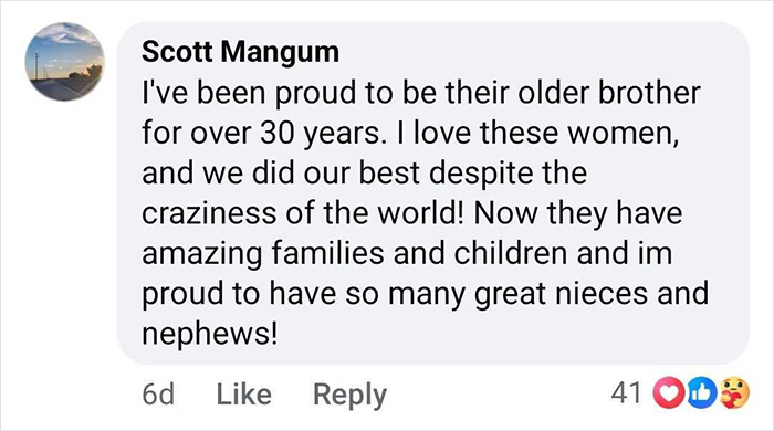 Comment praising sisters discovered alive after 36 years, expressing pride and love for their families and children. Comment praising sisters discovered alive after 36 years, expressing pride and love for their families and children.