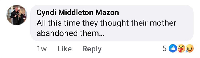 Comment text expressing sadness and realization about sisters believed abandoned by their mother, related to miracle discovery case. Comment text expressing sadness and realization about sisters believed abandoned by their mother, related to miracle discovery case.