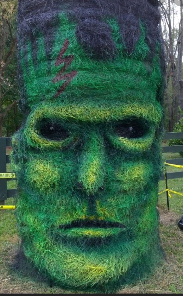 Here's My Evolution Of Frankenstein's Hay Bale Monster For 8 Years Straight