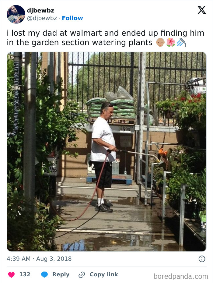 Man watering plants in the garden section of Walmart, showcasing a typical quirky People of Walmart moment. Man watering plants in the garden section of Walmart, showcasing a typical quirky People of Walmart moment.