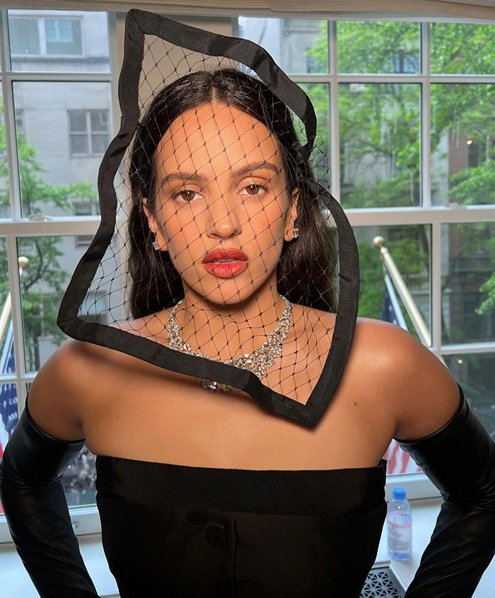 Pop star posing with black veil and necklace at Paris Fashion Week, known for dyeing her armpit hair. Pop star posing with black veil and necklace at Paris Fashion Week, known for dyeing her armpit hair.