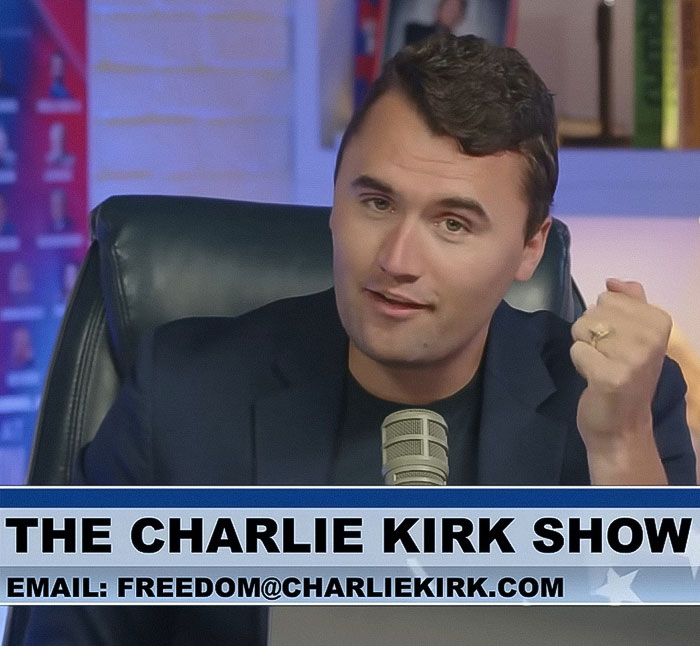 Man speaking on the Charlie Kirk Show podcast in a studio, related to Dad discovers life of Charlie Kirk homework assignment. Man speaking on the Charlie Kirk Show podcast in a studio, related to Dad discovers life of Charlie Kirk homework assignment.