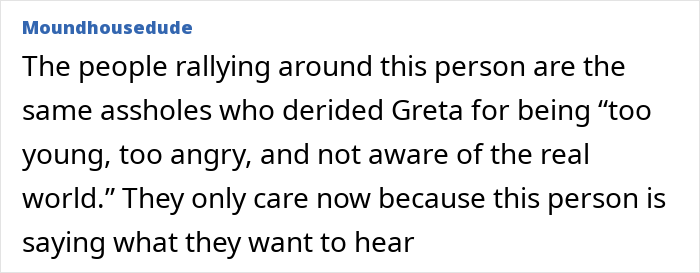Comment discussing German activist known as Anti-Greta rallying support after being encouraged by Elon Musk to seek asylum in the US.