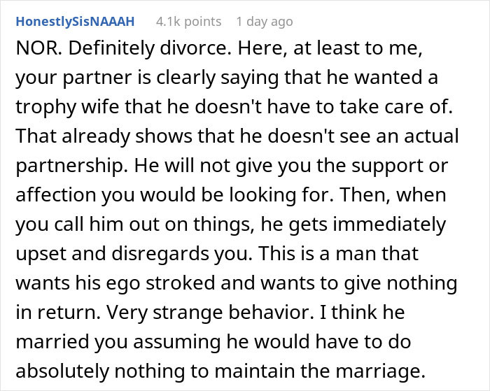 Screenshot of an online comment discussing a woman rethinking her marriage after husband’s disturbing confession. Screenshot of an online comment discussing a woman rethinking her marriage after husband’s disturbing confession.