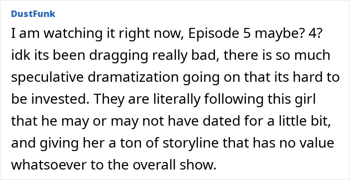User comment about speculative dramatization in Netflix's Monster: The Ed Gein Story series, questioning its accuracy. User comment about speculative dramatization in Netflix's Monster: The Ed Gein Story series, questioning its accuracy.