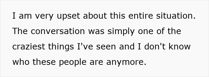 Text expressing upset feelings about parents lying regarding food allergies, leading to no contact with daughter.