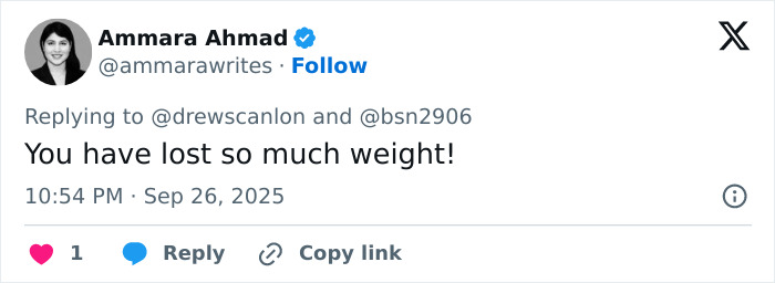 Screenshot of a tweet mentioning weight loss, related to the man behind the Blinking Guy GIF eight years later. Screenshot of a tweet mentioning weight loss, related to the man behind the Blinking Guy GIF eight years later.