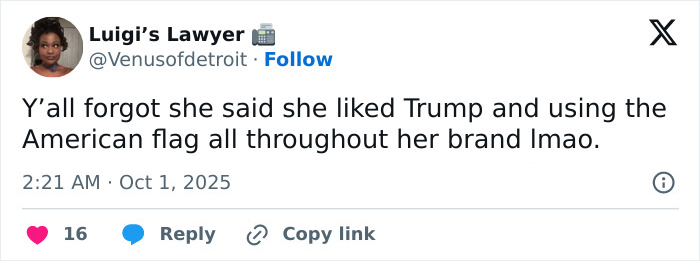 Screenshot of a tweet from Luigi’s Lawyer discussing political views and branding controversies related to never beating the red hat allegations. Screenshot of a tweet from Luigi’s Lawyer discussing political views and branding controversies related to never beating the red hat allegations.