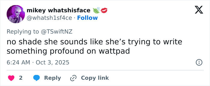 Tweet about new song themed around Travis Kelce's manhood, with fans calling it Taylor Swift's raunchiest track yet. Tweet about new song themed around Travis Kelce's manhood, with fans calling it Taylor Swift's raunchiest track yet.