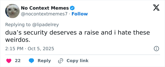 Tweet criticizing behavior at Dua Lipa concert, highlighting massive outrage over alleged inappropriate touching incident. Tweet criticizing behavior at Dua Lipa concert, highlighting massive outrage over alleged inappropriate touching incident.